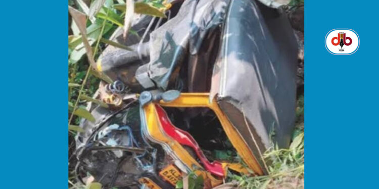 നി​യ​ന്ത്ര​ണം വി​ട്ട ഓ​ട്ടോ​റി​ക്ഷ മ​റി​ഞ്ഞ് ഡ്രൈ​വ​ർ​ക്ക് പ​രി​ക്ക്