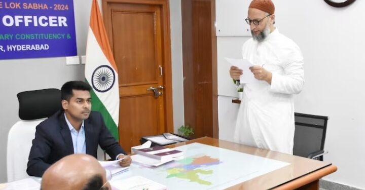 അസദുദ്ദീൻ ഒവൈസി നാമനിർദേശ പത്രിക സമർപ്പിച്ചു: 19 കോടിയുടെ സ്വത്തും 5 കേസുകളും 2 തോക്കുകളും