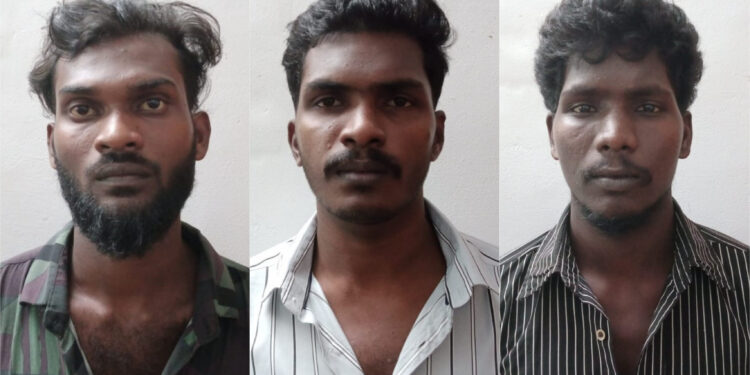 വീടിന്റെ ഓട് പൊളിച്ച് മോഷണശ്രമം : മൂന്നുപേർ അറസ്റ്റിൽ