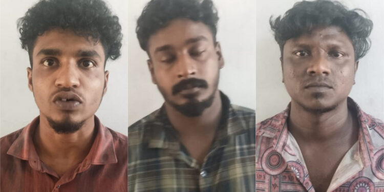 കാറിന് തടസ്സം സൃഷ്ടിച്ചതിന്റെ പേരിൽ യുവാവിന് മർദ്ദനം: മൂന്നുപേർ അറസ്റ്റിൽ