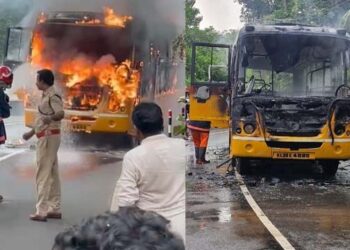 ചെങ്ങന്നൂര്‍ ആലായില്‍ സ്‌കൂള്‍ ബസ് കത്തി നശിച്ചു; വിദ്യാര്‍ഥികള്‍ അത്ഭുതകരമായി രക്ഷപെട്ടു
