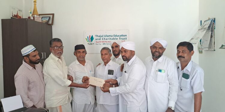 മഴക്കെടുതിയിൽ കേടുപാട് സംഭവിച്ച മദ്രസ കെട്ടിടത്തിന്റെ പുനർനിർമാണത്തിന് ധനസഹായം നൽകി