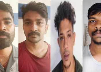 യുവാവിനെ ആക്രമിച്ച് മൊബൈൽ ഫോൺ കവർന്ന കേസിൽ നാലുപേർ അറസ്റ്റിൽ