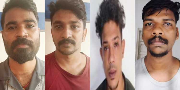 യുവാവിനെ ആക്രമിച്ച് മൊബൈൽ ഫോൺ കവർന്ന കേസിൽ നാലുപേർ അറസ്റ്റിൽ