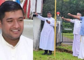 ദേശീയപതാക താഴ്ത്തുന്നതിനിടെ കൊടിമരം വൈദ്യുതി കമ്പിയില്‍ തട്ടി; വൈദികന്‍ ഷോക്കേറ്റ് മരിച്ചു
