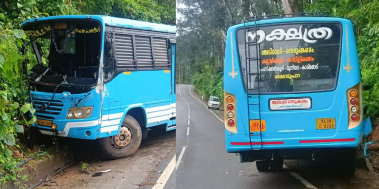 സ്വകാര്യ ബസ് മോഷ്ടിച്ചു; കടന്നുകളയുന്നതിനിടെ ബസ് അപകടത്തിൽപ്പെട്ടു, വാഹനം ഉപേക്ഷിച്ച് മോഷ്ട്ടാവ് രക്ഷപെട്ടു