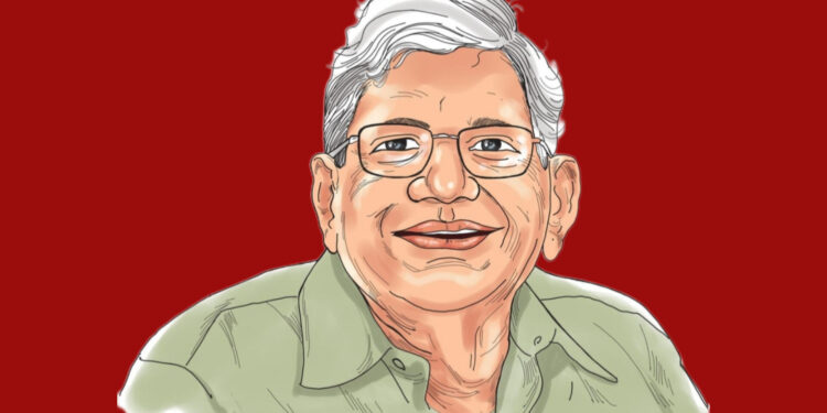 സീതാറാം യെച്ചൂരിക്ക്‌ പാർടി ആസ്ഥാനമായ ഏകെജി ഭവനിൽ അന്തിമോപചാരമർപ്പിച്ച്‌ നേതാക്കൾ