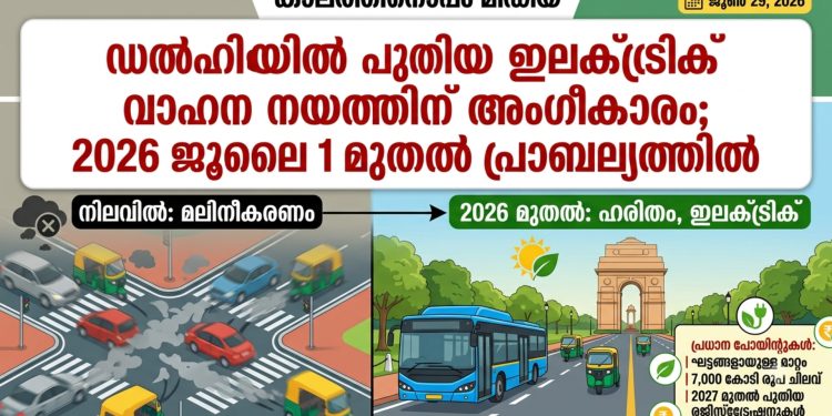 ഡൽഹിയിൽ പുതിയ ഇലക്ട്രിക് വാഹന നയത്തിന് അംഗീകാരം; ജൂലൈ 1 മുതൽ പ്രാബല്യത്തിൽ