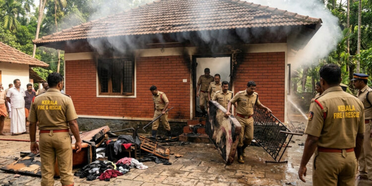 തേപ്പുപെട്ടി ഓഫാക്കാൻ മറന്നു; അതിരമ്പുഴയിൽ വീടിന് തീപിടിച്ചു, മുറികൾ പൂർണ്ണമായി കത്തിനശിച്ചു