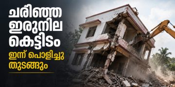 കൊച്ചിയിൽ ചരിഞ്ഞ ഇരുനില കെട്ടിടം ഇന്ന് പൊളിച്ചു തുടങ്ങും; സമീപത്തെ കെട്ടിടങ്ങൾക്ക് ജാഗ്രതാ നിർദ്ദേശം